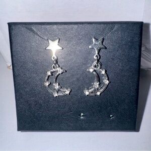 silver star and moon earrings